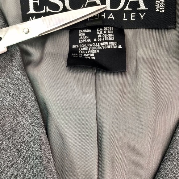 Vintage Escada by Margaretha Ley Gray Blazer Size 44 - Picture 3 of 11
